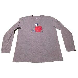 Vera Bradley Ski Jump Slope Snoopy Peanuts Gang Gray Long Sleeve Tee Large